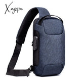 Xajzpa - Men’s Waterproof Usb Oxford Crossbody Bag Anti-Theft Shoulder Sling Multifunction Short