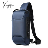 Xajzpa - Men’s Waterproof Usb Oxford Crossbody Bag Anti-Theft Shoulder Sling Multifunction Short