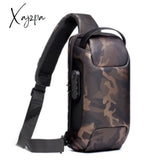 Xajzpa - Men’s Waterproof Usb Oxford Crossbody Bag Anti-Theft Shoulder Sling Multifunction Short