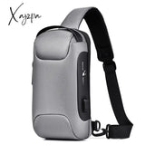 Xajzpa - Men’s Waterproof Usb Oxford Crossbody Bag Anti-Theft Shoulder Sling Multifunction Short