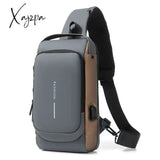 Xajzpa - Men’s Waterproof Usb Oxford Crossbody Bag Anti-Theft Shoulder Sling Multifunction Short