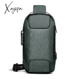 Xajzpa - Men’s Waterproof Usb Oxford Crossbody Bag Anti-Theft Shoulder Sling Multifunction Short