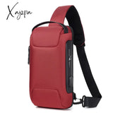 Xajzpa - Men’s Waterproof Usb Oxford Crossbody Bag Anti-Theft Shoulder Sling Multifunction Short