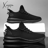 Xajzpa - Mesh Men Shoes Breathable White Mens Sneakers Trendy Lace-Up Lightweight Black Walking Big