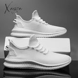 Xajzpa - Mesh Men Shoes Breathable White Mens Sneakers Trendy Lace-Up Lightweight Black Walking Big