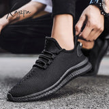 Xajzpa - Mesh Men Shoes Breathable White Mens Sneakers Trendy Lace-Up Lightweight Black Walking Big