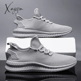 Xajzpa - Mesh Men Shoes Breathable White Mens Sneakers Trendy Lace-Up Lightweight Black Walking Big