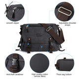 Xajzpa - Messenger Bag For Men Retro Canvas Satchel Casual Briefcases Laptop Fit 13Inch Water