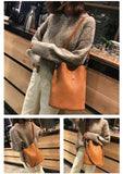 Xajzpa - Messenger Bag Women Bucket Shoulder Bag Large Capacity Vintage Matte Pu Leather Lady