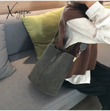 Xajzpa - Messenger Bag Women Bucket Shoulder Bag Large Capacity Vintage Matte Pu Leather Lady