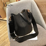 Xajzpa - Messenger Bag Women Bucket Shoulder Bag Large Capacity Vintage Matte Pu Leather Lady