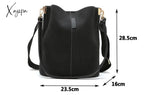 Xajzpa - Messenger Bag Women Bucket Shoulder Bag Large Capacity Vintage Matte Pu Leather Lady