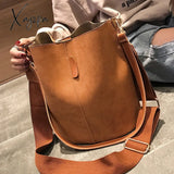 Xajzpa - Messenger Bag Women Bucket Shoulder Bag Large Capacity Vintage Matte Pu Leather Lady