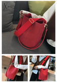 Xajzpa - Messenger Bag Women Bucket Shoulder Bag Large Capacity Vintage Matte Pu Leather Lady