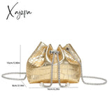 Xajzpa - Mini Crocodile Embossed Bucket Bag Drawstring Crossbody Shoulder & Purse For Women Bags