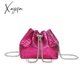 Xajzpa - Mini Crocodile Embossed Bucket Bag Drawstring Crossbody Shoulder & Purse For Women Bags