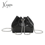 Xajzpa - Mini Crocodile Embossed Bucket Bag Drawstring Crossbody Shoulder & Purse For Women Bags