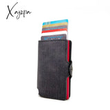 Xajzpa - Minimalist Anti Rfid Blocking Wallet Men’s Money Clip Slim Mini Blue Denim Black