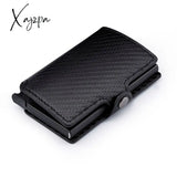 Xajzpa - Minimalist Anti Rfid Blocking Wallet Men’s Money Clip Slim Mini Carbon Fiber Black