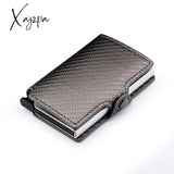 Xajzpa - Minimalist Anti Rfid Blocking Wallet Men’s Money Clip Slim Mini Carbon Fiber Grey