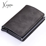 Xajzpa - Minimalist Anti Rfid Blocking Wallet Men’s Money Clip Slim Mini Crazy Horse Grey2