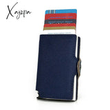 Xajzpa - Minimalist Anti Rfid Blocking Wallet Men’s Money Clip Slim Mini Cross Pattern Blue