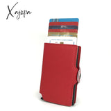 Xajzpa - Minimalist Anti Rfid Blocking Wallet Men’s Money Clip Slim Mini Cross Pattern Red