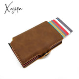 Xajzpa - Minimalist Anti Rfid Blocking Wallet Men’s Money Clip Slim Mini Dark Brown 03