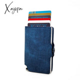 Xajzpa - Minimalist Anti Rfid Blocking Wallet Men’s Money Clip Slim Mini Denim Blue