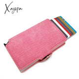 Xajzpa - Minimalist Anti Rfid Blocking Wallet Men’s Money Clip Slim Mini Denim Pink