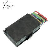 Xajzpa - Minimalist Anti Rfid Blocking Wallet Men’s Money Clip Slim Mini Dual Brown 3