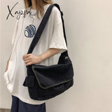 Xajzpa - Multi Pockets Messenger Bag Large Capacity Girl Shoulder Bags Solid Color Women’s