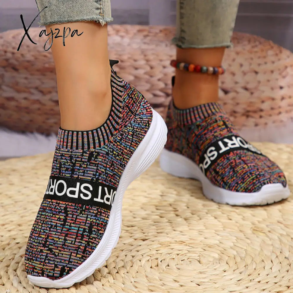 Xajzpa - Multicolor Casual Sportswear Patchwork Letter Printing Round Comfortable Out Door Sport