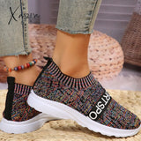 Xajzpa - Multicolor Casual Sportswear Patchwork Letter Printing Round Comfortable Out Door Sport