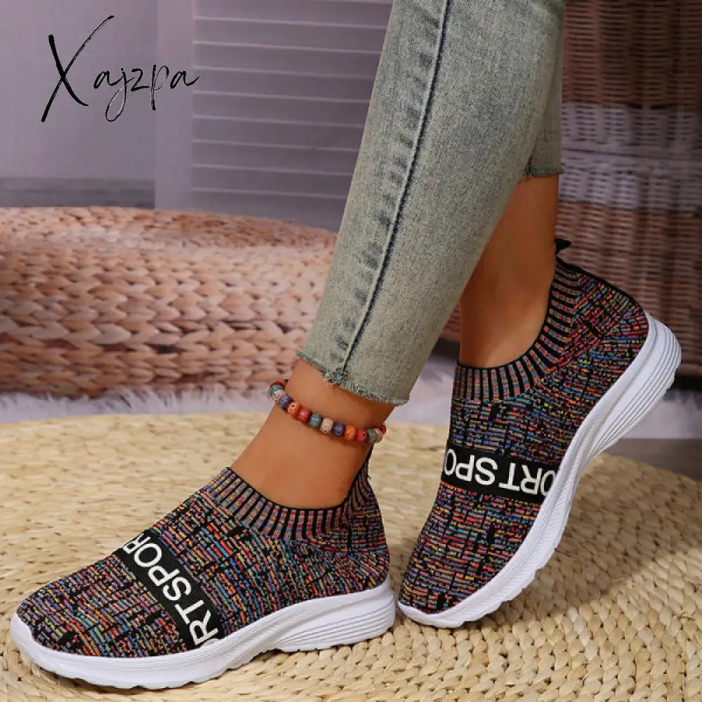 Xajzpa - Multicolor Casual Sportswear Patchwork Letter Printing Round Comfortable Out Door Sport