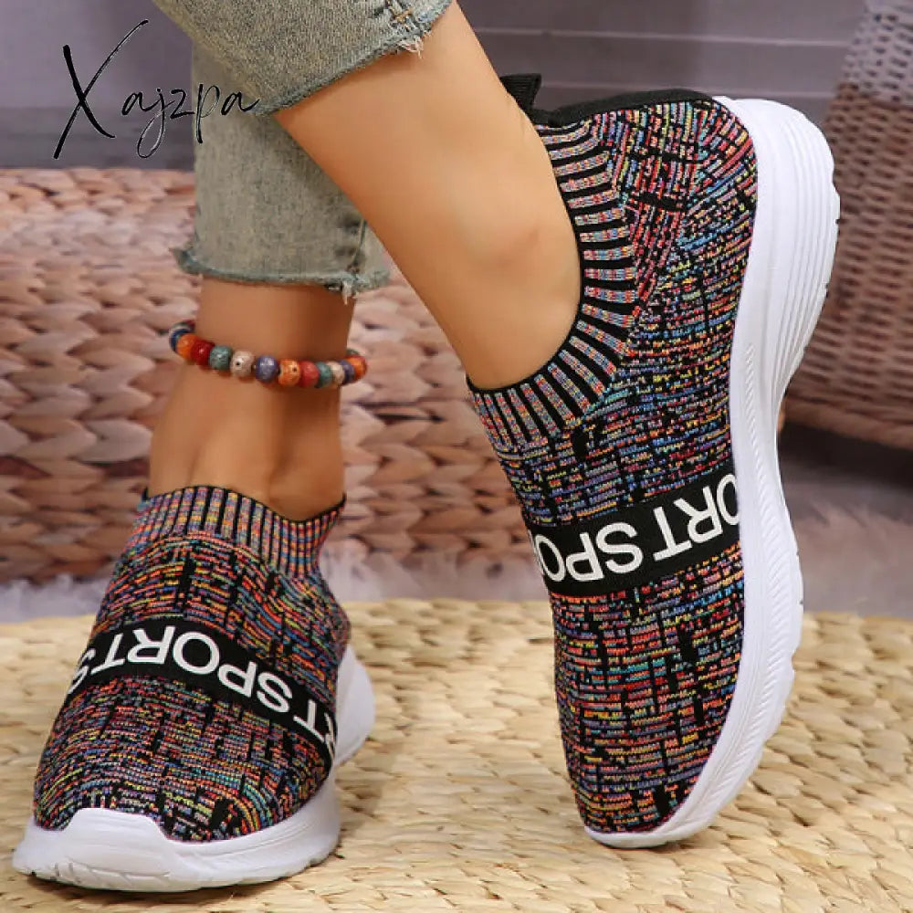 Xajzpa - Multicolor Casual Sportswear Patchwork Letter Printing Round Comfortable Out Door Sport