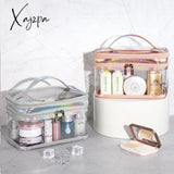 Xajzpa - Multifunction Double Layer Laser Transparent Cosmetic Bag Large Capacity Waterproof Travel