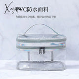 Xajzpa - Multifunction Double Layer Laser Transparent Cosmetic Bag Large Capacity Waterproof Travel