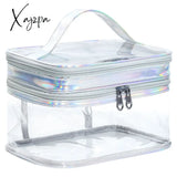 Xajzpa - Multifunction Double Layer Laser Transparent Cosmetic Bag Large Capacity Waterproof Travel