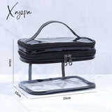 Xajzpa - Multifunction Double Layer Laser Transparent Cosmetic Bag Large Capacity Waterproof Travel