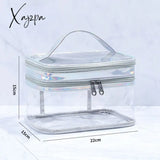 Xajzpa - Multifunction Double Layer Laser Transparent Cosmetic Bag Large Capacity Waterproof Travel