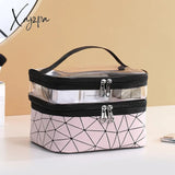 Xajzpa - Multifunction Double Transparent Cosmetic Bag Women Make Up Case Big Capacity Travel