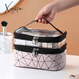 Xajzpa - Multifunction Double Transparent Cosmetic Bag Women Make Up Case Big Capacity Travel