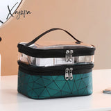 Xajzpa - Multifunction Double Transparent Cosmetic Bag Women Make Up Case Big Capacity Travel