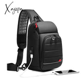 Xajzpa - Multifunction Shoulder Bag Men Business Crossbody Bags Usb Charging Design Chest