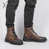 Xajzpa - Natural Cow Leather Men Boots Top Quality Handmade Retro Genuine #Cx9550