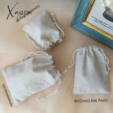 Xajzpa - Natural Linen Jewelry Gift Bags 8X10Cm 9X12Cm 10X15Cm Pack 50 Custom Logo Sack Party Candy