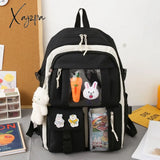 Xajzpa - New 4 Pcs Sets Purple Colour Children’s School Backpack Kawaii Women’s Bookbag Bags