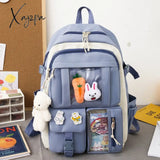 Xajzpa - New 4 Pcs Sets Purple Colour Children’s School Backpack Kawaii Women’s Bookbag Bags