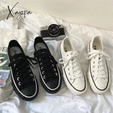 Xajzpa New Arrival Women Shoes Outdoor Fashion Lace-Up Casual Vulcanize Sneakers Platform Canvas